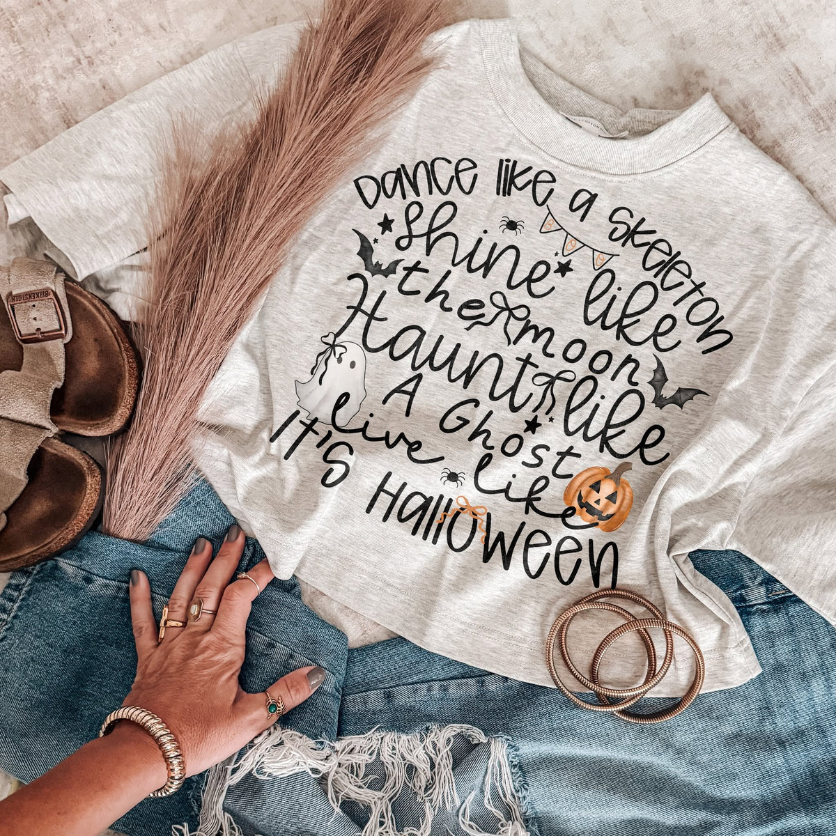 Dance Like a Skeleton It's Halloween printed garment design mockup