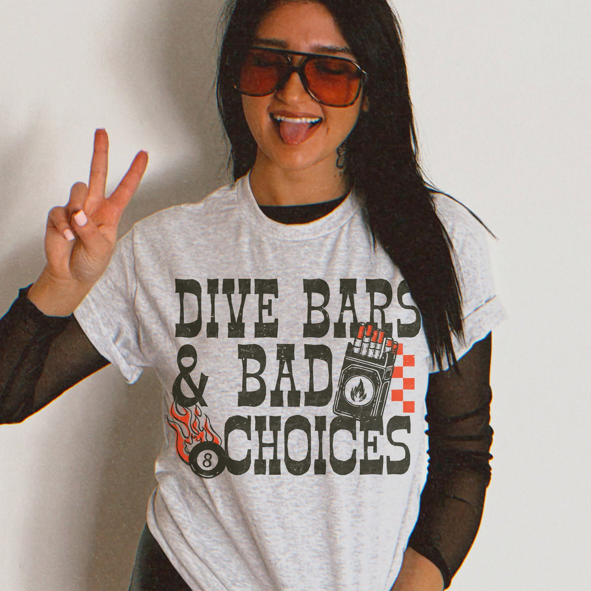 Dive Bars and Bad Choices printed garment design mockup