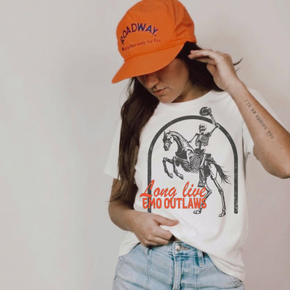 Long Live Emo Outlaws printed garment design mockup