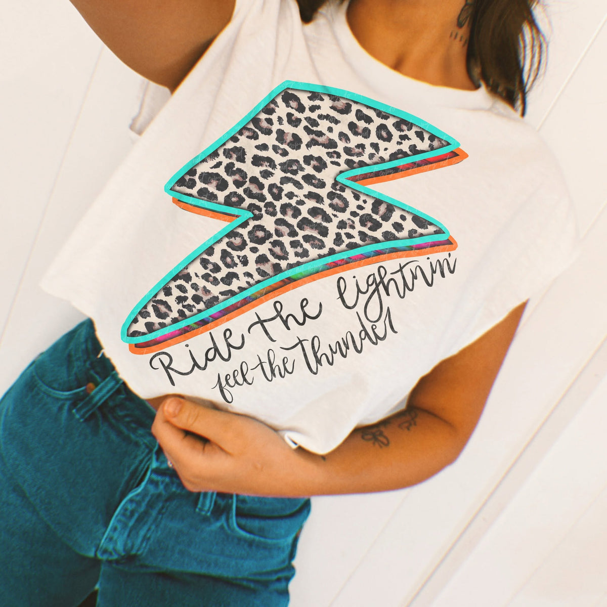 Ride the Lightnin' Feel the Thunder printed garment design mockup