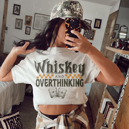 Whiskey and Overthinking printed garment design mockup