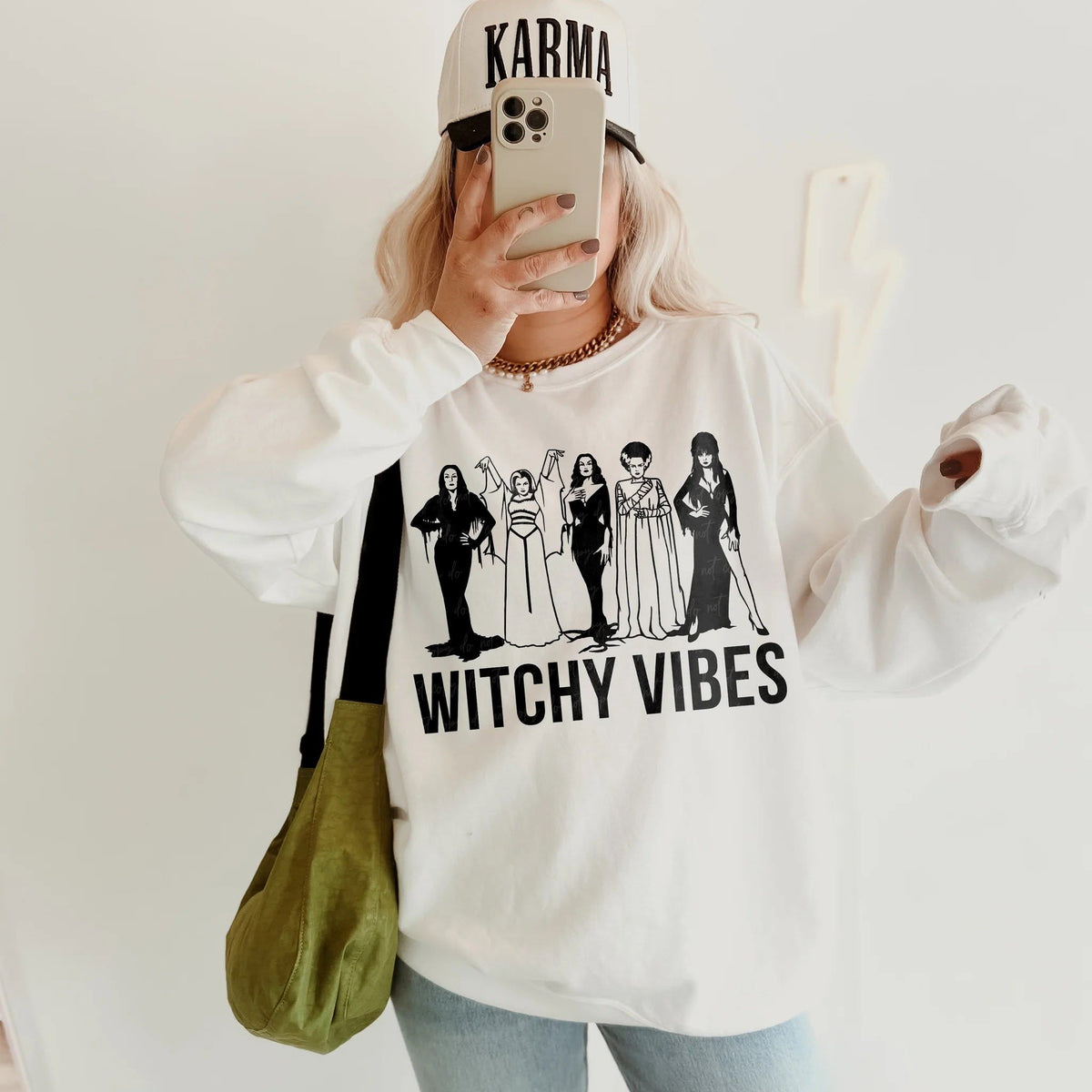 Witchy Vibes printed garment design mockup