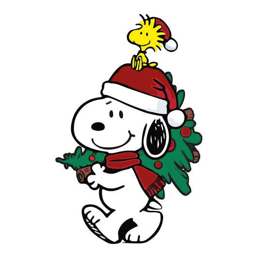 Snoopy and Woodstock Christmas Tree Delivery DTF transfer design preview