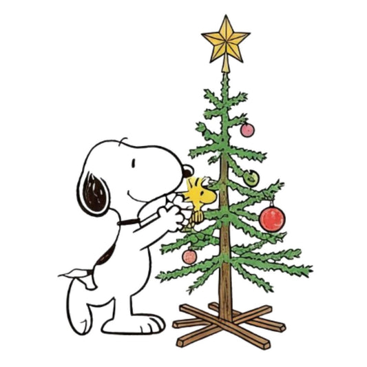 Snoopy and Woodstock Decorating the Christmas Tree DTF transfer design preview