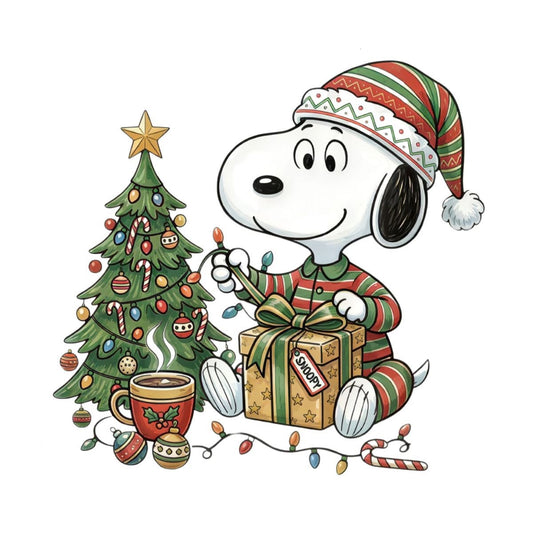Snoopy Christmas Pyjamas and Presents DTF transfer design preview