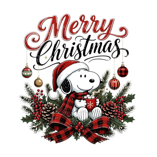 Snoopy Merry Christmas Buffalo Plaid DTF transfer design preview