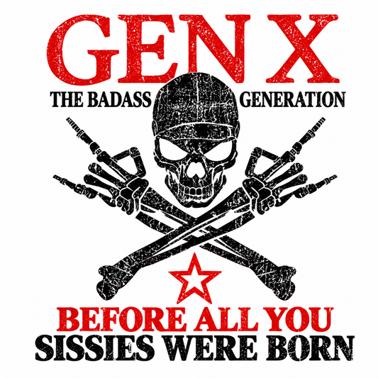 Gen X Badass Generation skull artwork on white background – collection preview