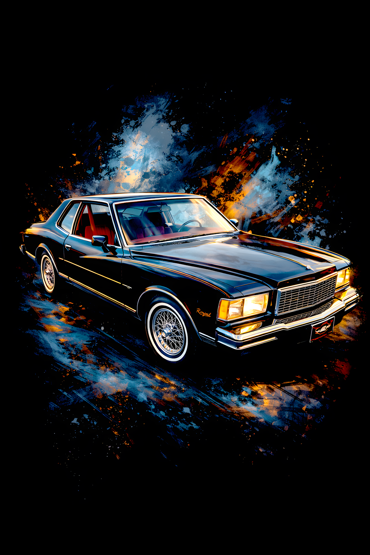 1978 Buick Regal classic car halftone DTF transfer artwork on a black background
