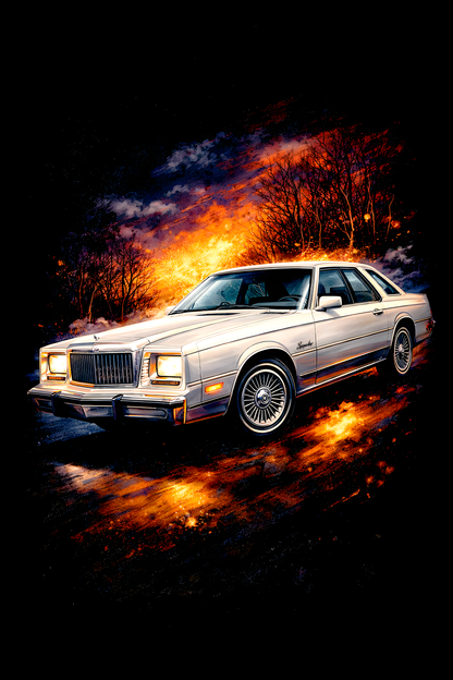 1977 Mercury Cougar Brougham classic car halftone DTF transfer artwork on a black background