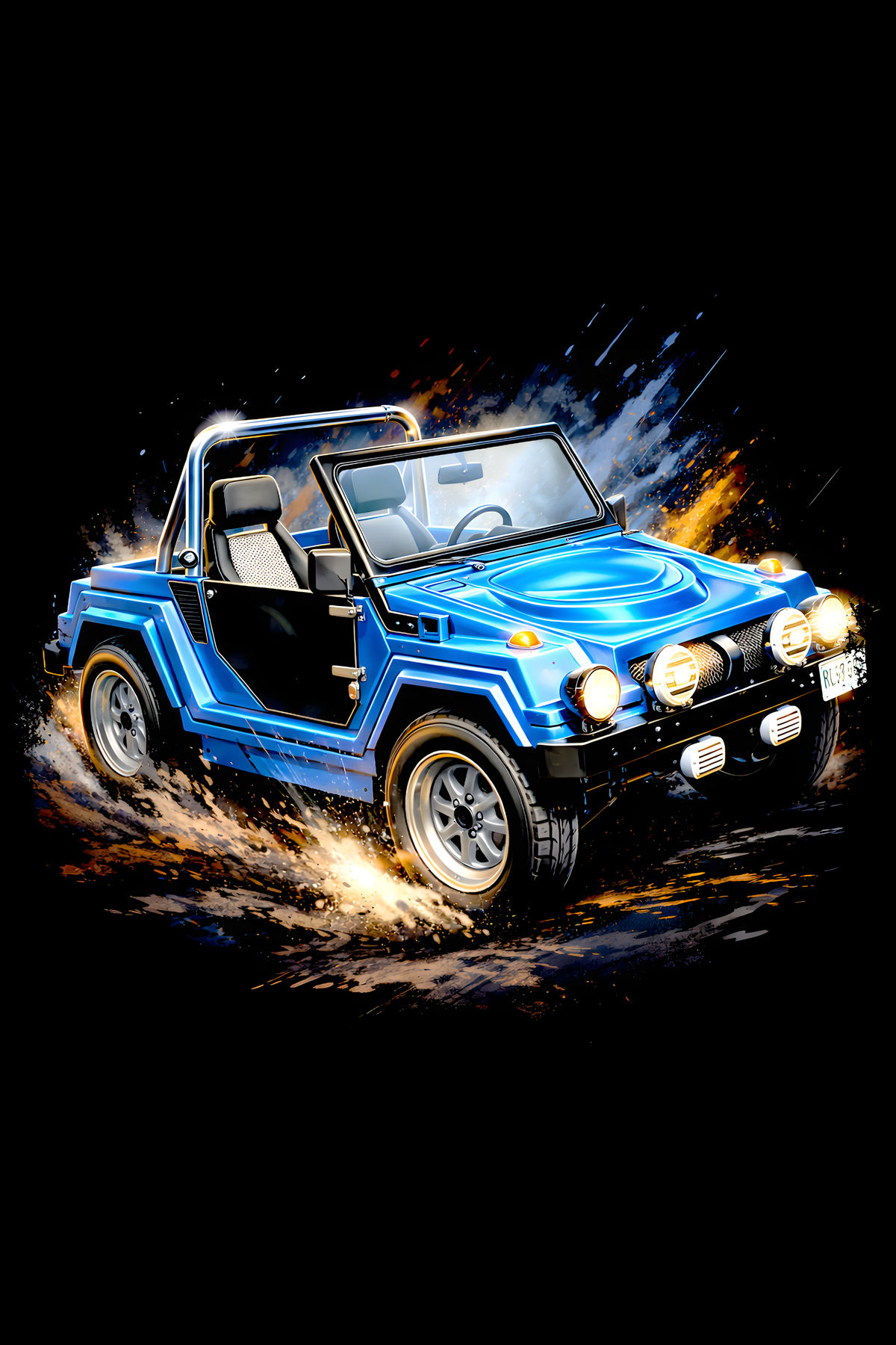 Gurgel X-12 classic car halftone DTF transfer artwork on a black background