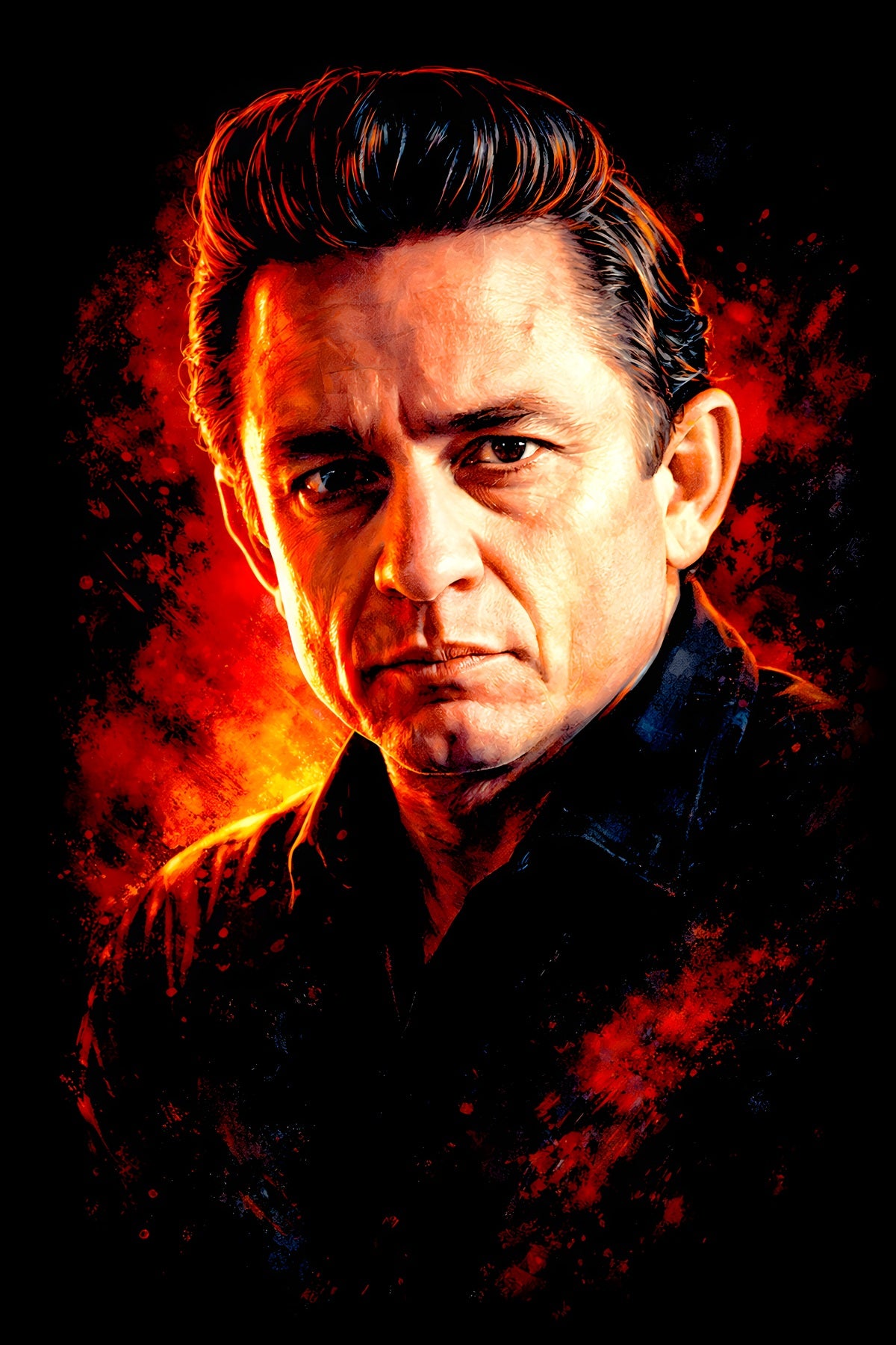 Johnny C. halftone DTF transfer artwork on a black background