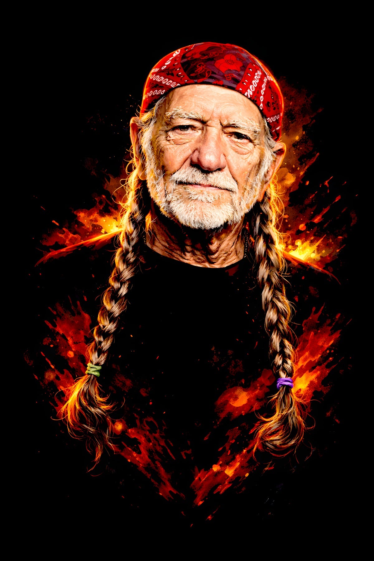 Willie N. halftone DTF transfer artwork on a black background