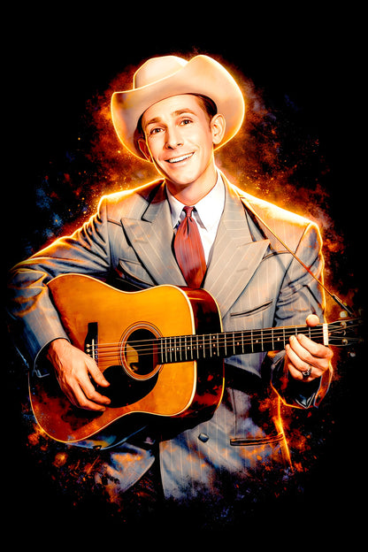 Hank W. Sr. halftone DTF transfer artwork on a black background