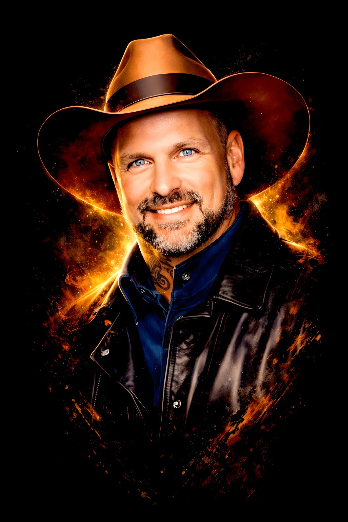 Garth B. halftone DTF transfer artwork on a black background