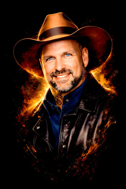 Garth B. halftone DTF transfer artwork on a black background