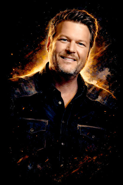 Blake S. halftone DTF transfer artwork on a black background