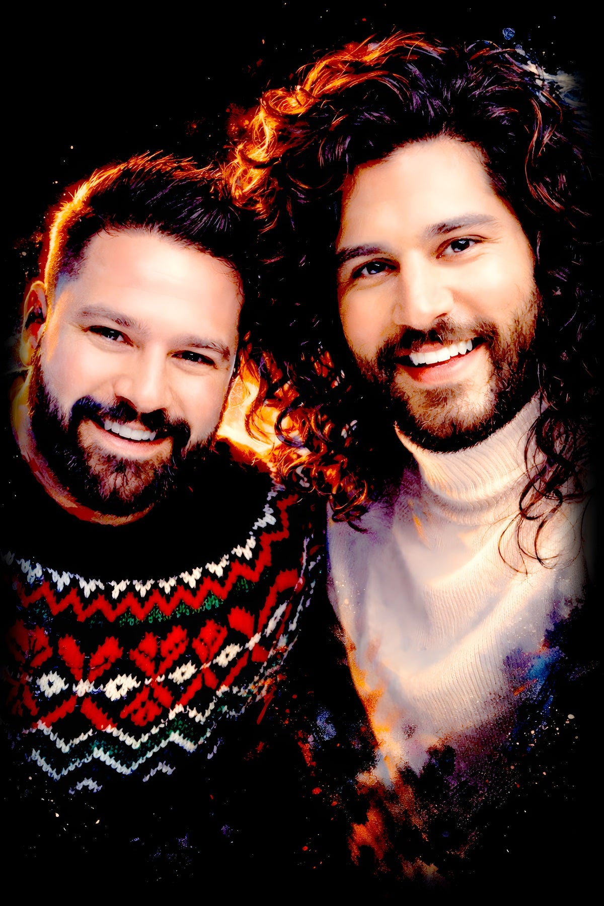 Dan + Shay halftone DTF transfer artwork on a black background