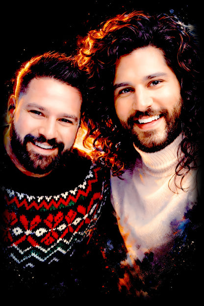 Dan + Shay halftone DTF transfer artwork on a black background