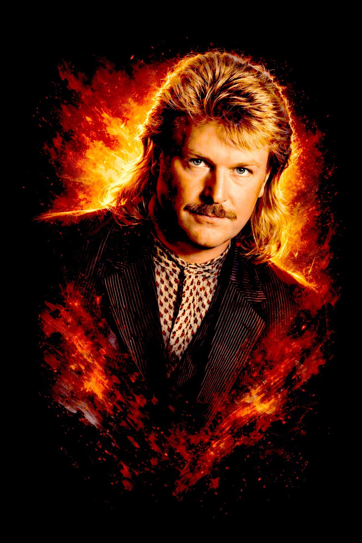Joe D. halftone DTF transfer artwork on a black background