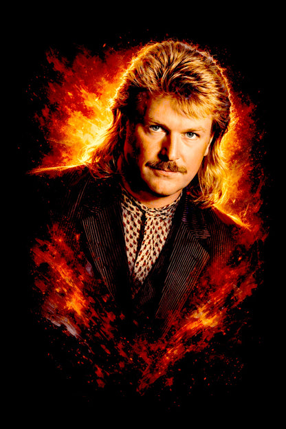 Joe D. halftone DTF transfer artwork on a black background