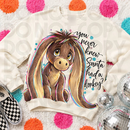 You Never Knew Santa Had a Donkey Christmas printed garment design preview