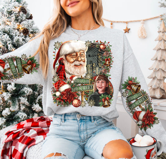 Miracle on 34th Streett – Vintage Santa Collage – Design 66 DTF transfer shown on a garment; sleeve transfer sold separately