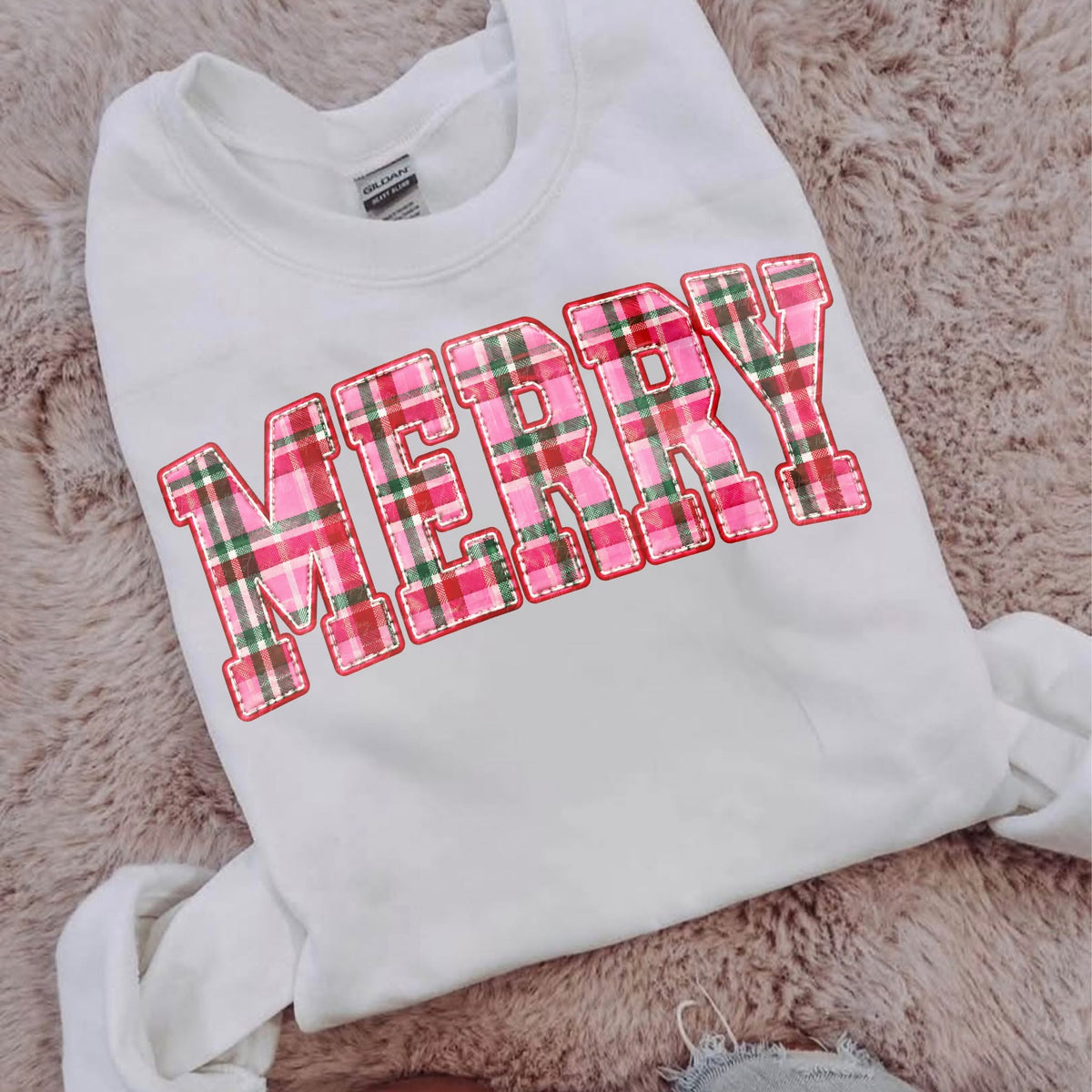 Merry Christmas Plaid Lettering printed garment design preview