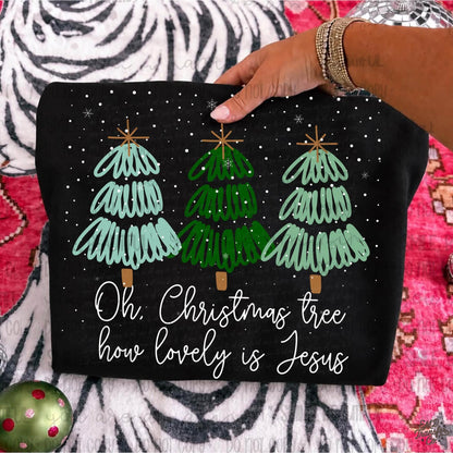 Oh Christmas Tree – How Lovely Is Jesus printed garment design preview