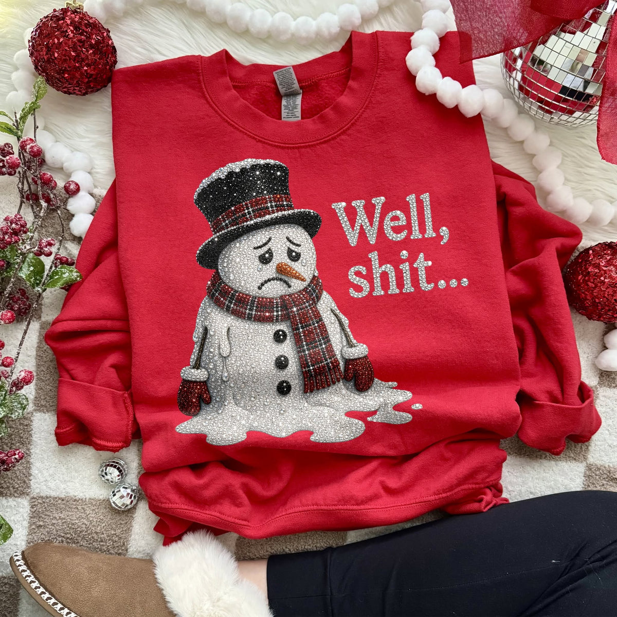 Well Shit – Melting Christmas Snowman printed garment design preview
