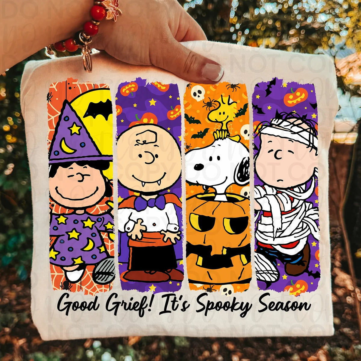 Good Grief It's Spooky Season Cartoon Halloween – DTF transfer artwork shown on sample mockup