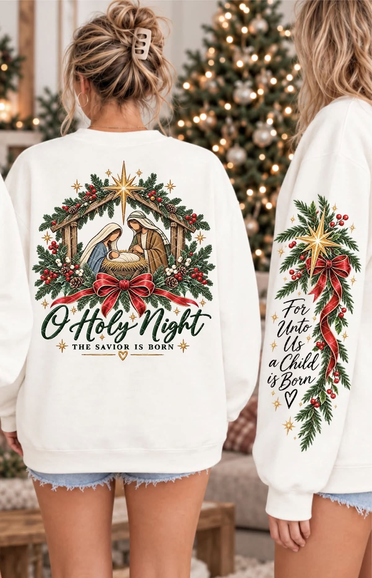 O Holy Night Christmas Nativity Wreath image mockup