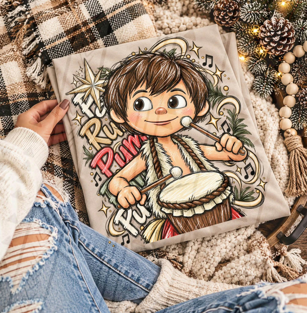Rum Pum Pum Little Drummer Boy Christmas printed garment design preview