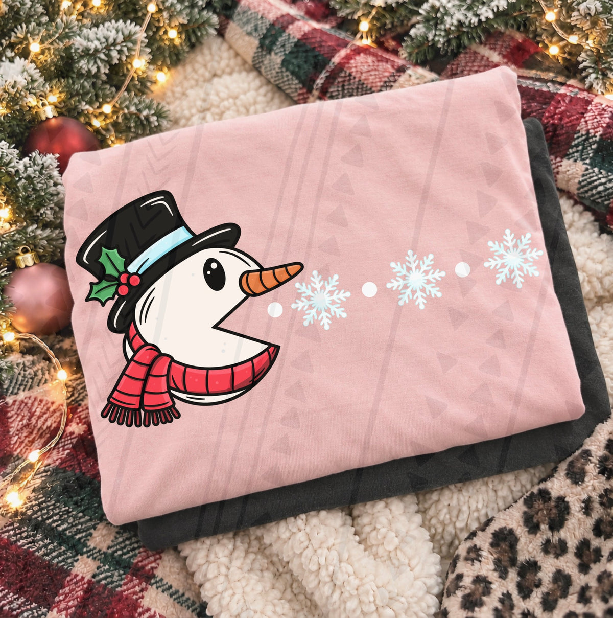 Snowman Pac Snacks printed garment design preview