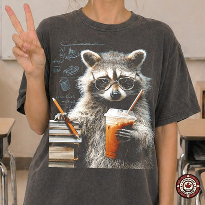 Teacher Raccoon Coffee and Classroom DTF transfer mockup 1