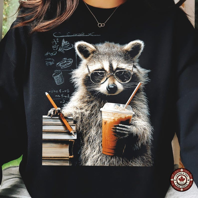 Teacher Raccoon Coffee and Classroom DTF transfer mockup 2