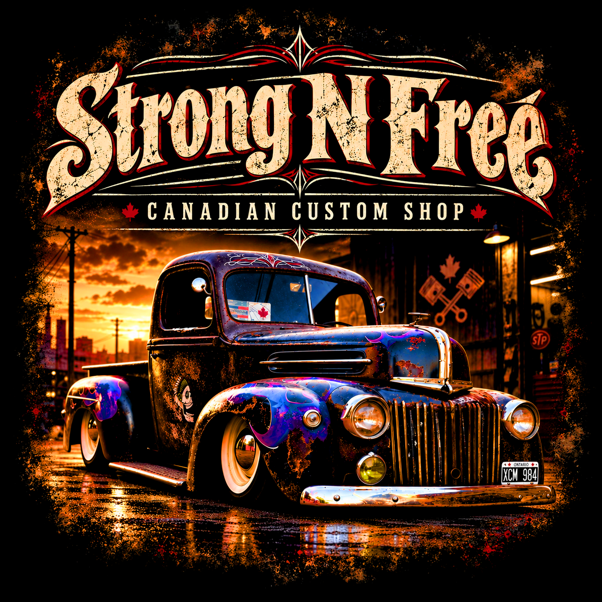 Printed Halftone – Strong N Free Canadian Custom Shop Truck – Dark Garments Only