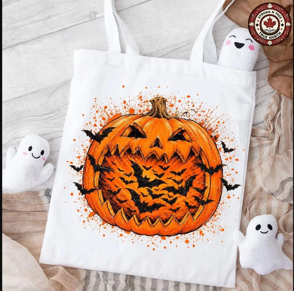 Retro Halloween Bats Pumpkin ready-to-press DTF transfer photo 4