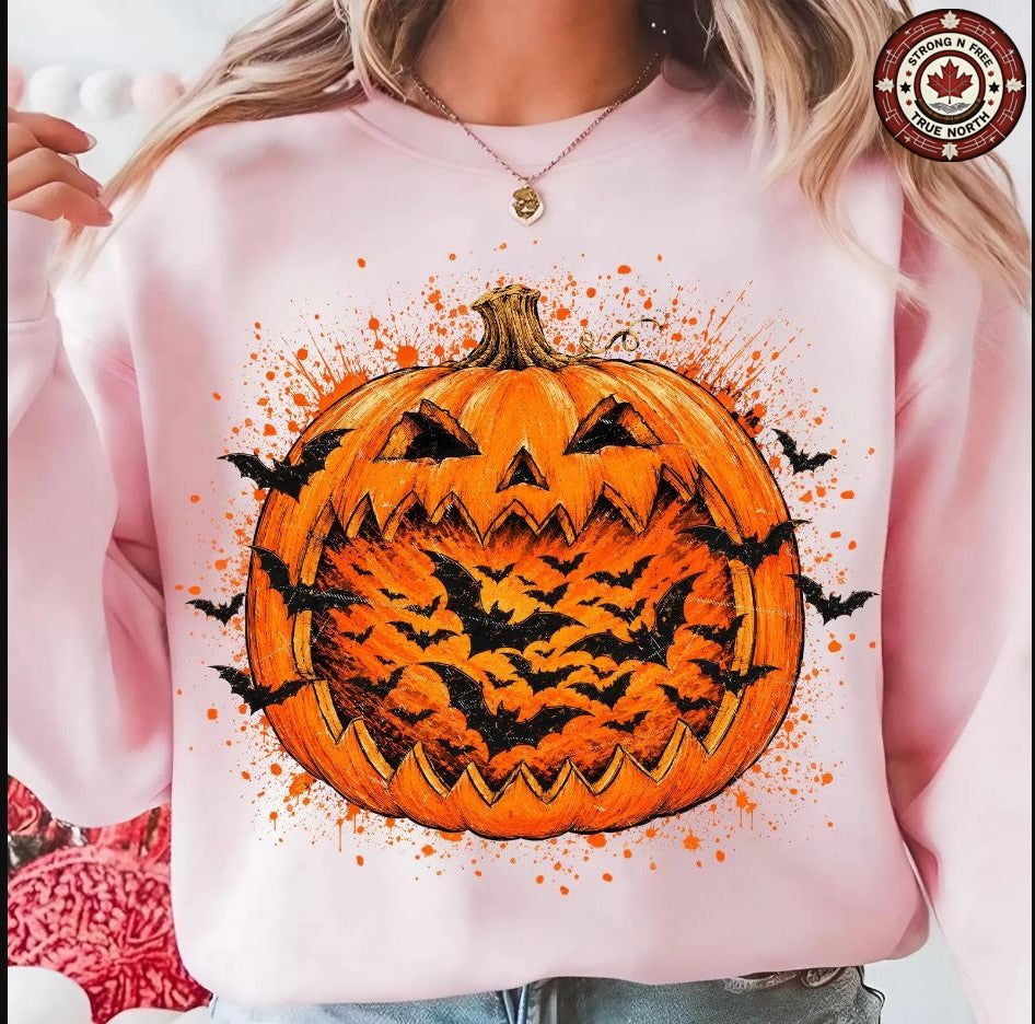 Retro Halloween Bats Pumpkin ready-to-press DTF transfer photo 5