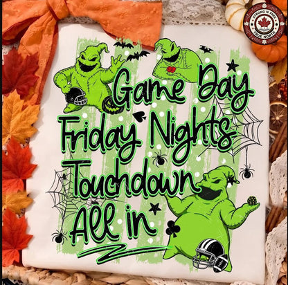 Spooky Football Green Monster ready-to-press DTF transfer photo 1