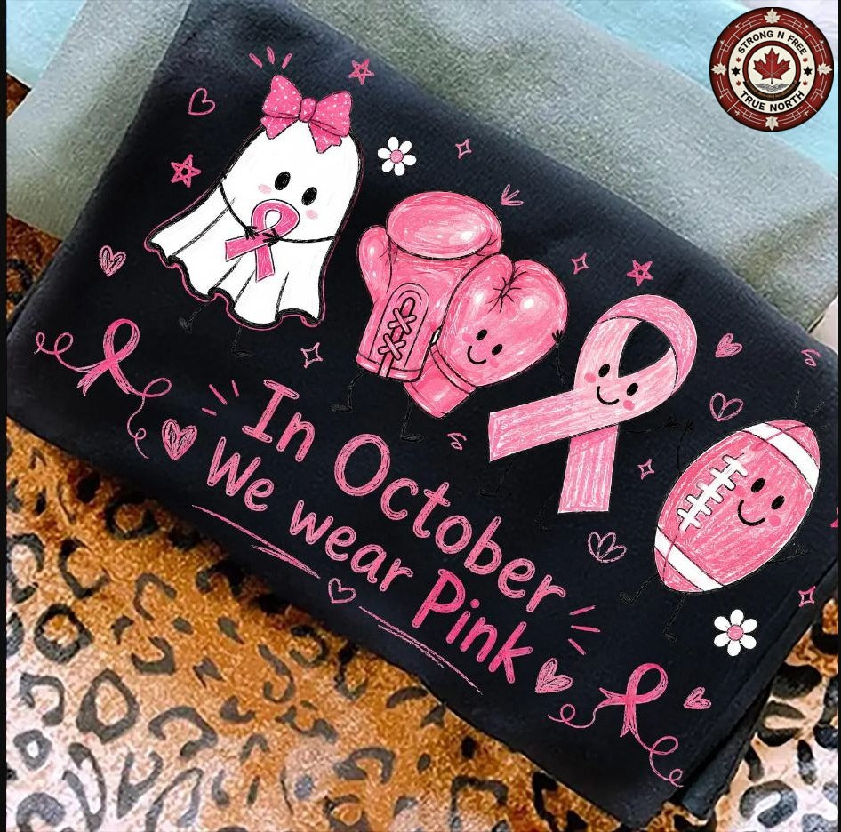 In October We Wear Pink Doodle ready-to-press DTF transfer photo 3