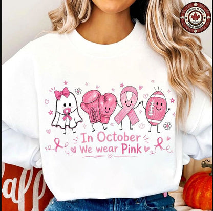 In October We Wear Pink Doodle ready-to-press DTF transfer photo 4