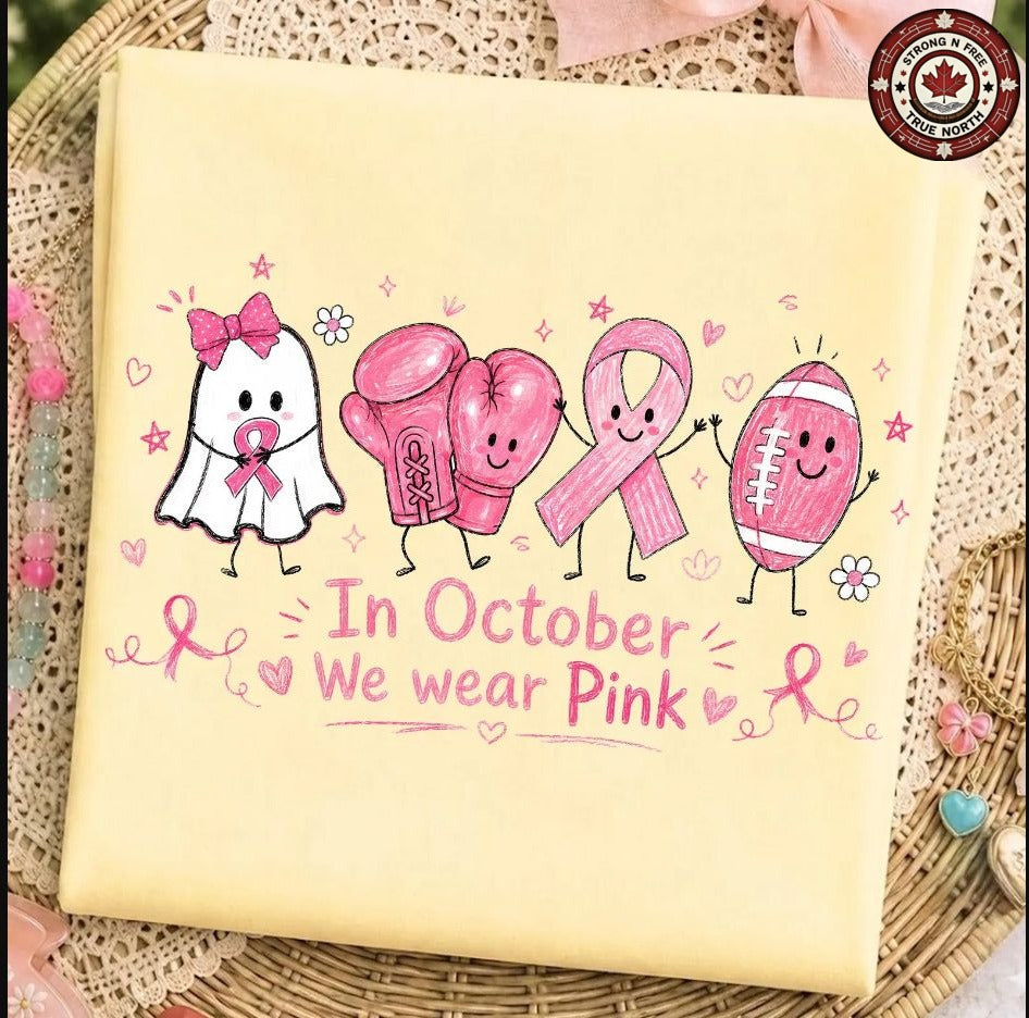 In October We Wear Pink Doodle ready-to-press DTF transfer photo 6