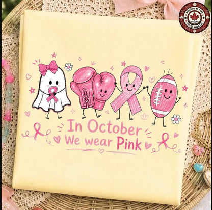 In October We Wear Pink Doodle ready-to-press DTF transfer photo 6