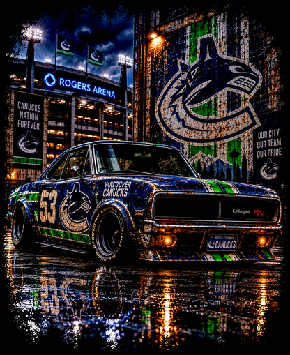 DTF Transfer Halftone - Vancouver Canucks Dodge Charger R/T