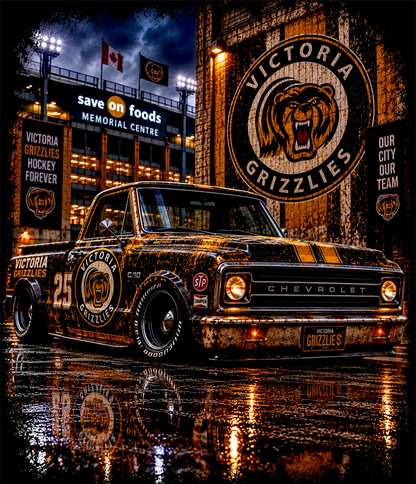 DTF Transfer Halftone - Victoria Grizzlies Chevrolet C10 Pickup Truck