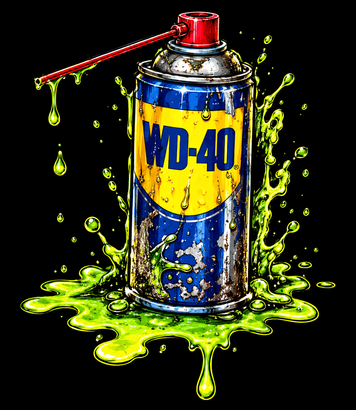 WDD-40 Neon Green Splash Can halftone DTF transfer for dark garments