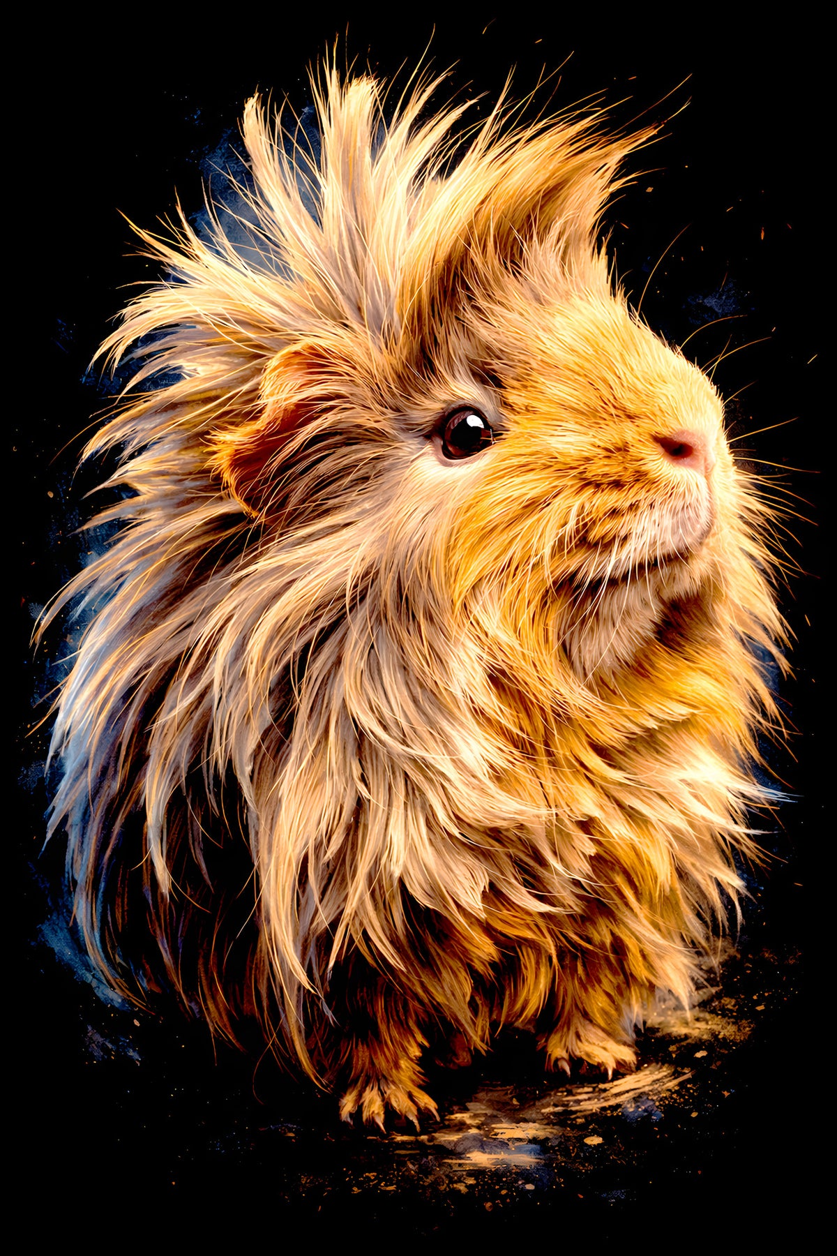 Long-Haired Guinea Pig halftone DTF transfer artwork