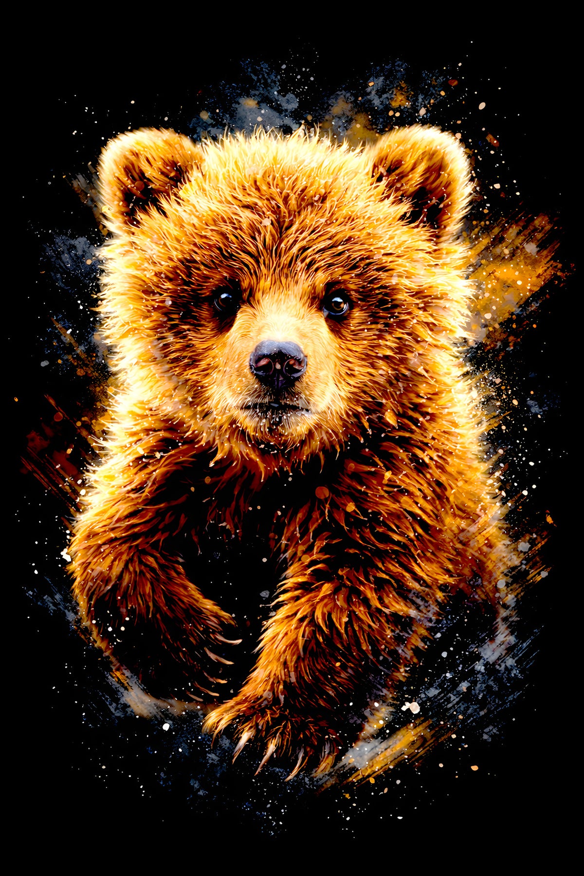 Brown Bear Cub halftone DTF transfer artwork