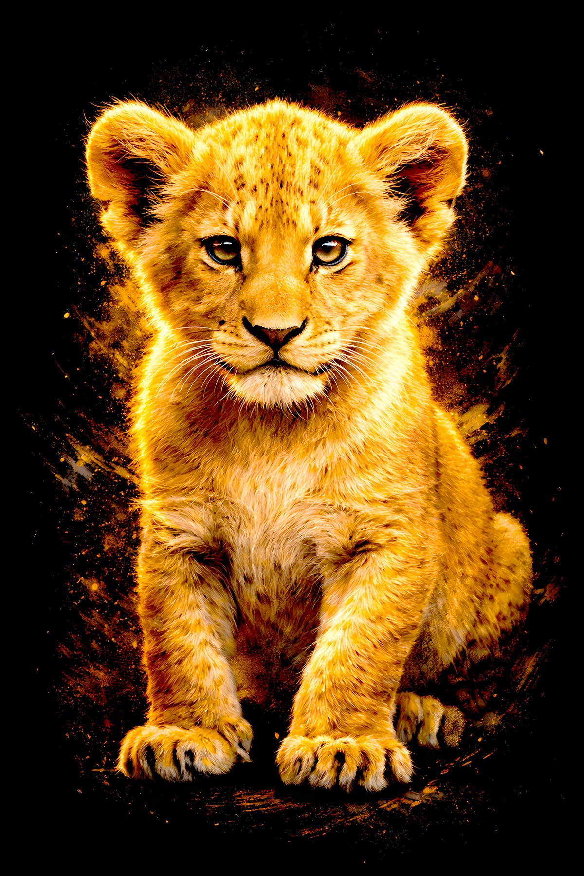 Golden Lion Cub halftone DTF transfer artwork