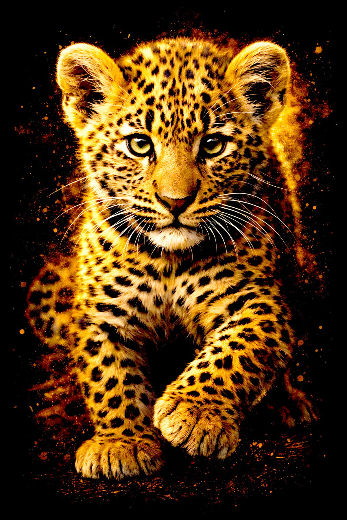 Spotted Wildcat Cub halftone DTF transfer artwork